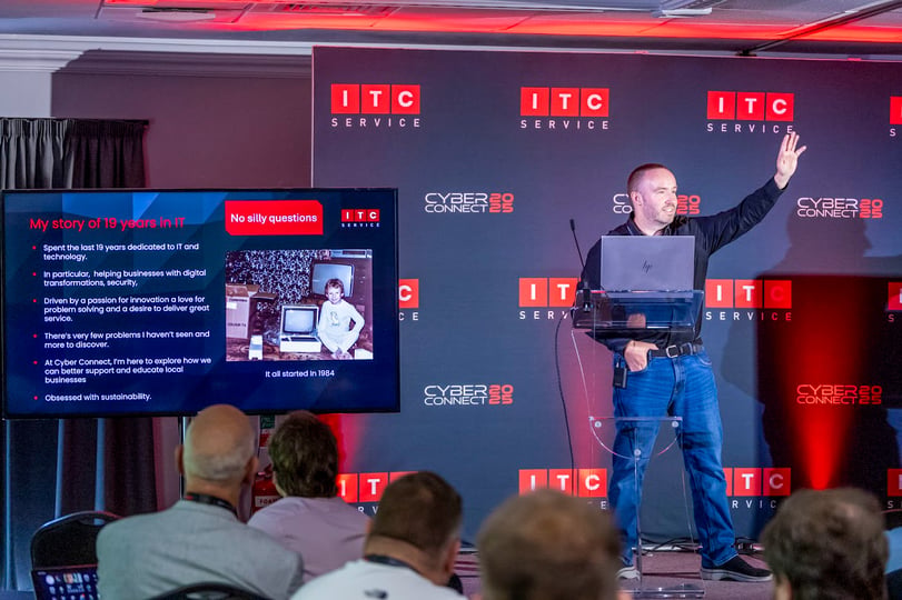 Speaker presenting at an ITC Service Cyber Connect event Speaker presenting at an ITC Service Cyber Connect event