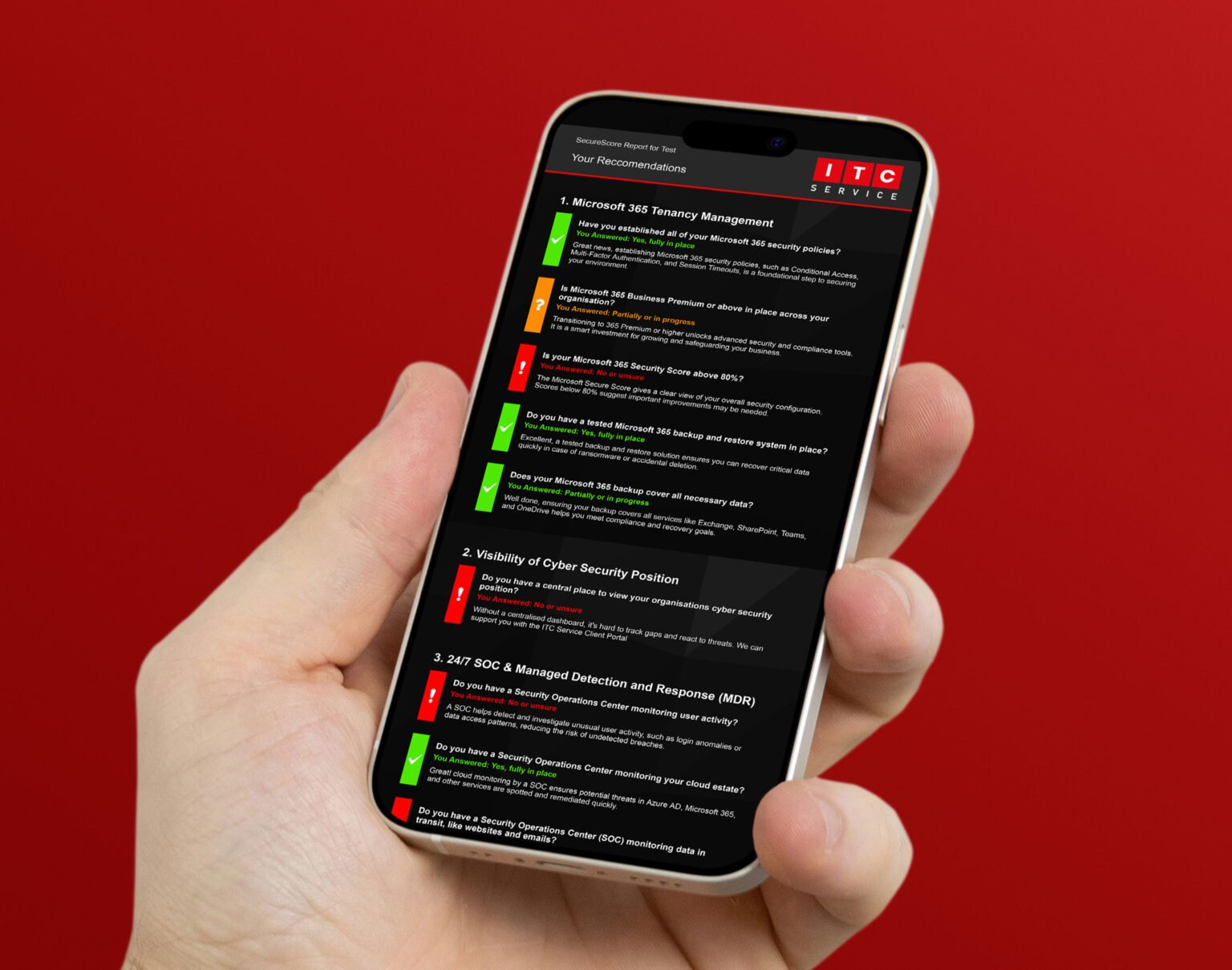 ITC Service SecureScore assessment