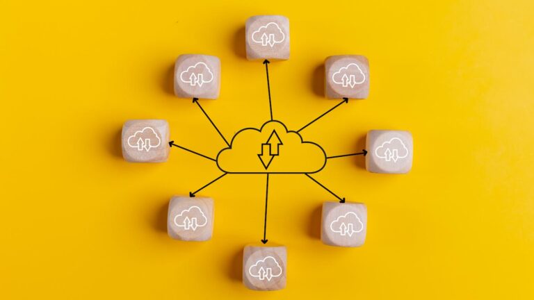cloud computing concept with wooden cubes on a yel 2023 11 27 05 22 04 utc 1